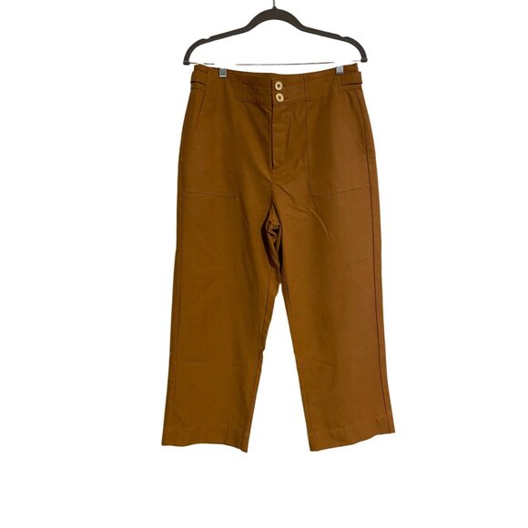 Rachel Zoe Pants Women 8 Camel Brown Trousers Wide Leg Buckle Detail Preppy Boho - Picture 1 of 13